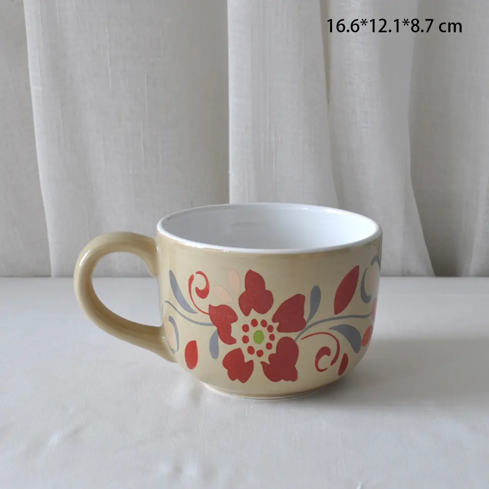 Retro Rustic Floral Ceramic Mug