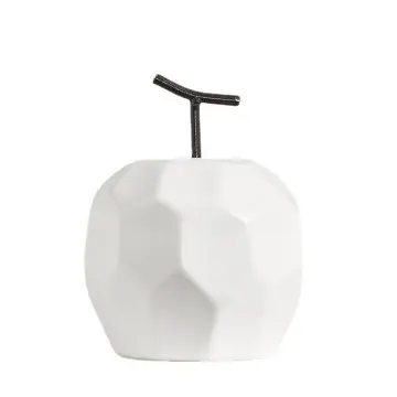 Geometric Faceted Monochrome Glazed Ceramic Apple Pear Decor Set Multi-Color