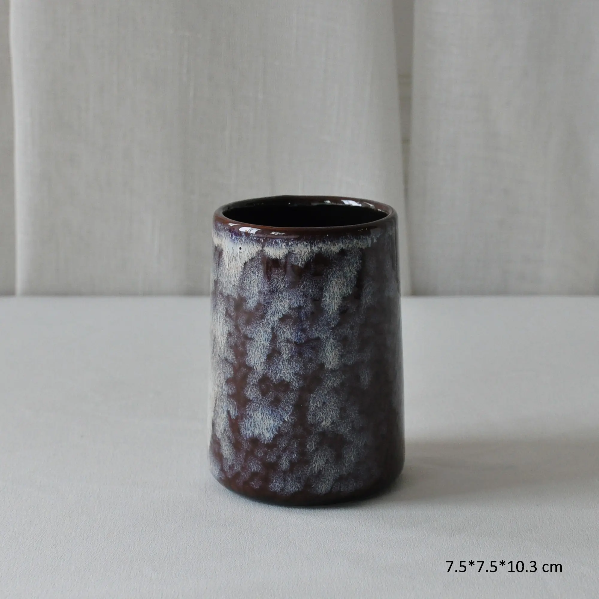 OEM Wabi-Sabi Deep Brown Kiln-Change Splatter Stoneware Bathroom Accessory Set Product, Products