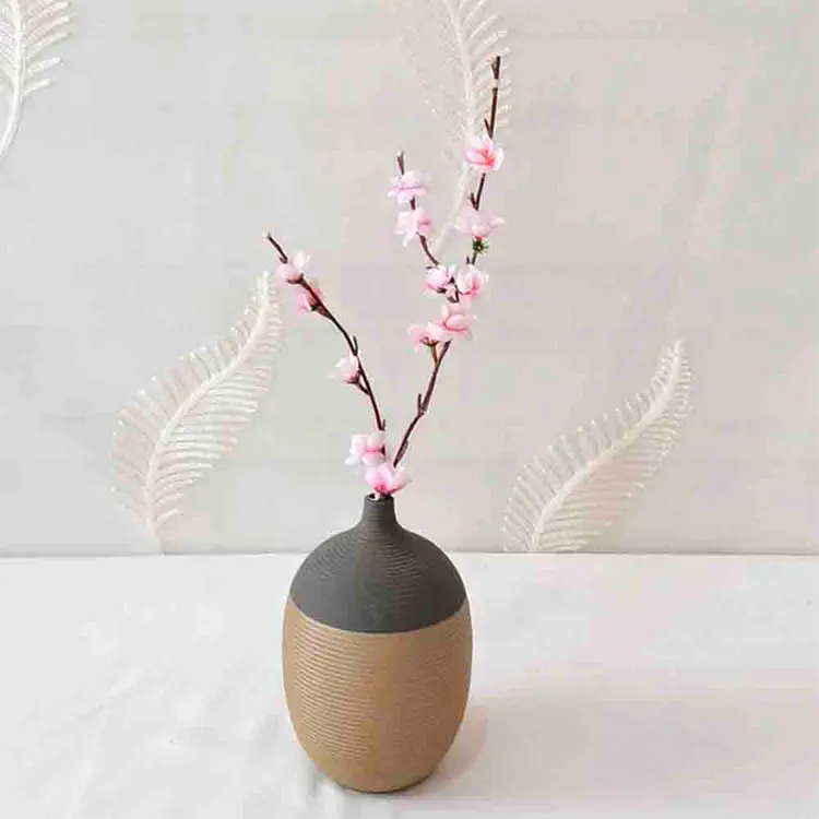 Wholesale Nordic Minimalist Two - Tone Ribbed Stoneware Vase Set Manufacturer, Product