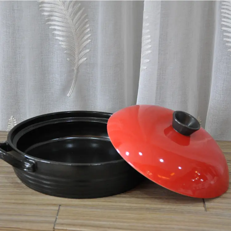 Wholesale Red Black Contrast Shiny Lid Ceramic Casserole Manufacturers, Exporter