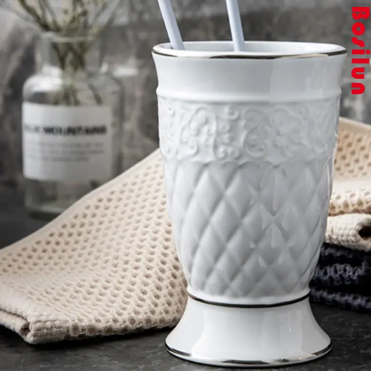 Buy White Embossed European Luxury Ceramic Bathroom 4-Piece Set Factories, Company