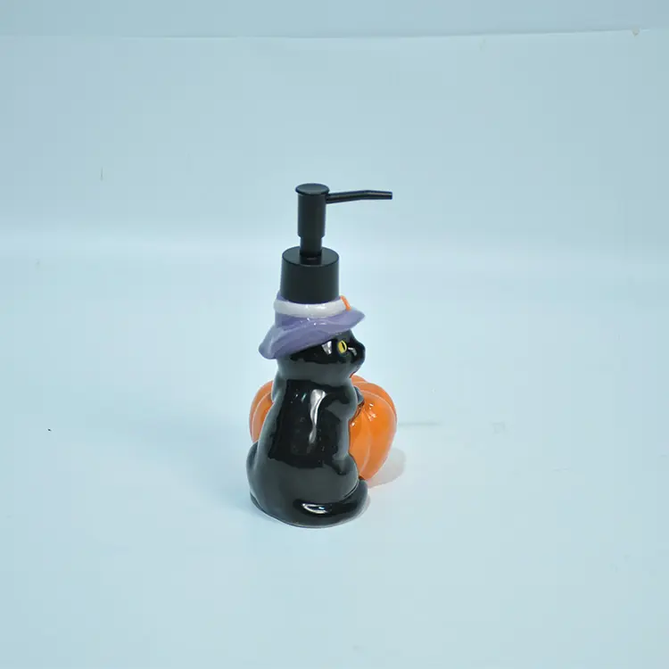 ODM Halloween Black Cat & Pumpkin Dolomite Lotion Dispenser Factory, Factories