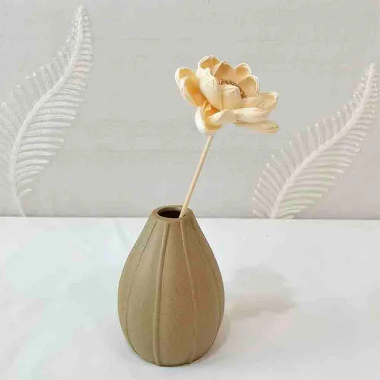 Buy Nordic Minimalist Ribbed Stoneware Bud Vase Exporters, Product