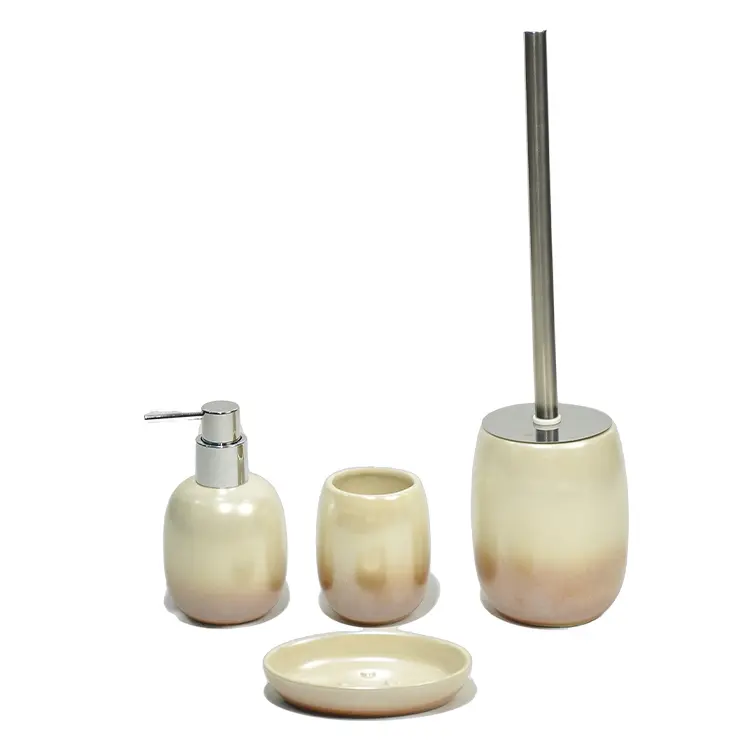 Cheap Gradient Brown Ceramic Bathroom 4-Piece Set Supplier, Exporter