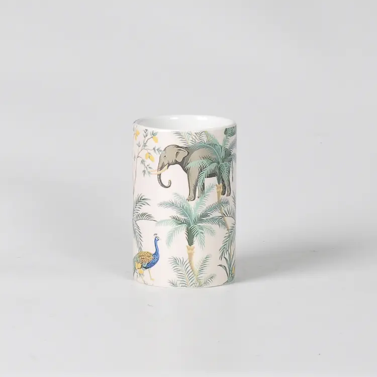 ODM Tropical Jungle Elephant & Peacock Ceramic Bathroom 4-Piece Set Manufacturer, Exporter