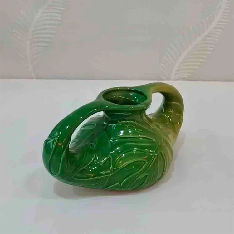 Wholesale Dual - Handled Tropical Leaf - Embossed Gradient Green Ceramic Vase | Artistic Home Decor Companies, Product