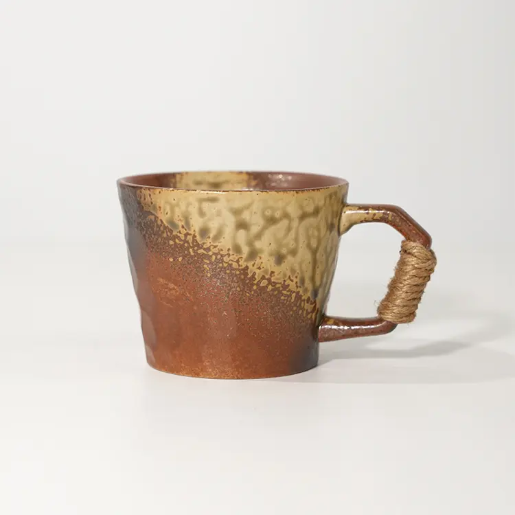 Wholesale Coffee Cups Creative Tea Japanese Coarse Pottery Clay Ceramic Retro Cup Mug Home Cross-border Gifts