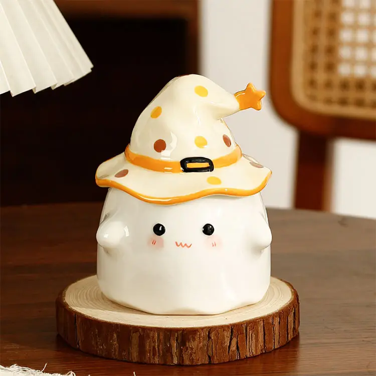 Discount Halloween Ghost Witch Hat Ceramic Storage Jar Manufacturer, Exporter
