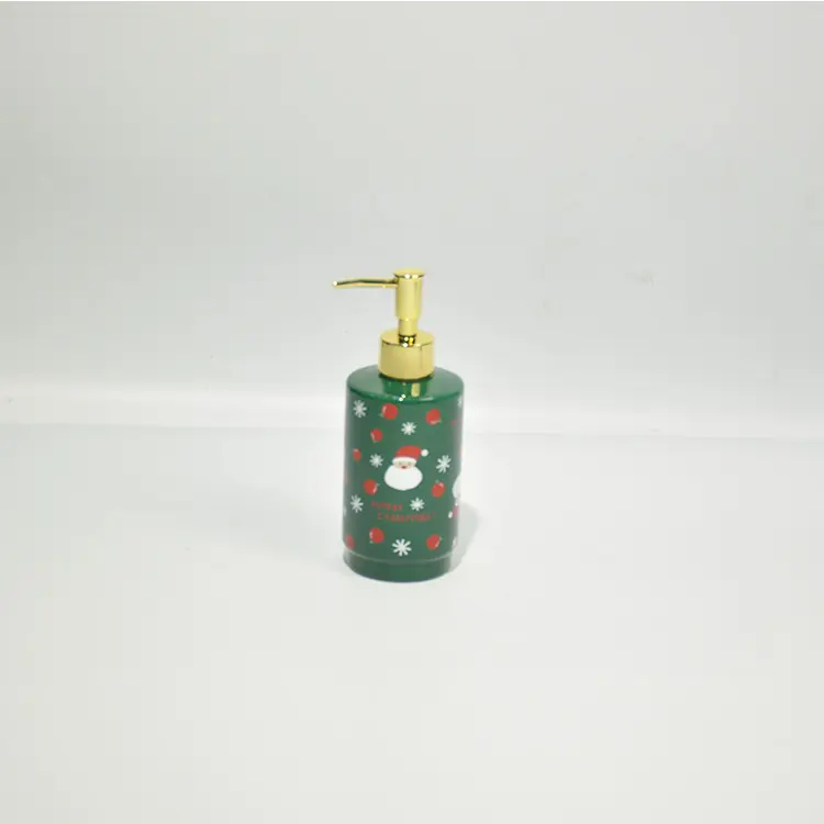 China Christmas Green Base Santa & Snowflake Ceramic Bathroom 5-Piece Set Suppliers, Factory