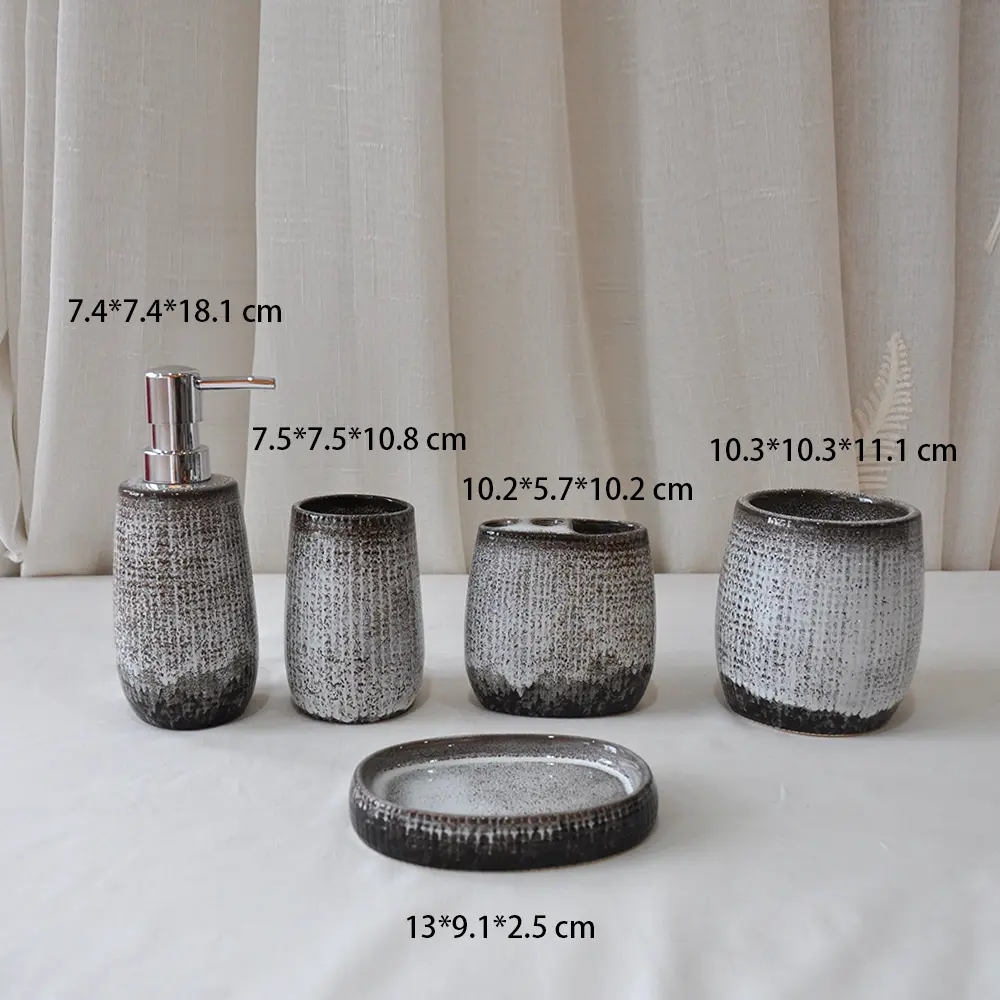 Gray-Black Gradient Ceramic Bathroom Accessory Set