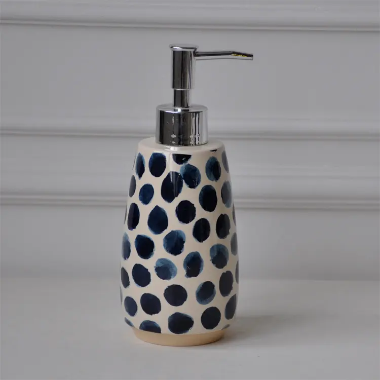 Cheap Artistic Hand - Painted Blue - White Polka Dot Ceramic Bathroom Accessory Set Company, Companies