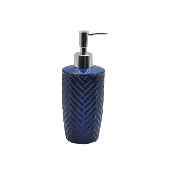 Wholesale Deep Blue Herringbone - Textured Stoneware Bathroom 5 - Piece Set Factory, Products