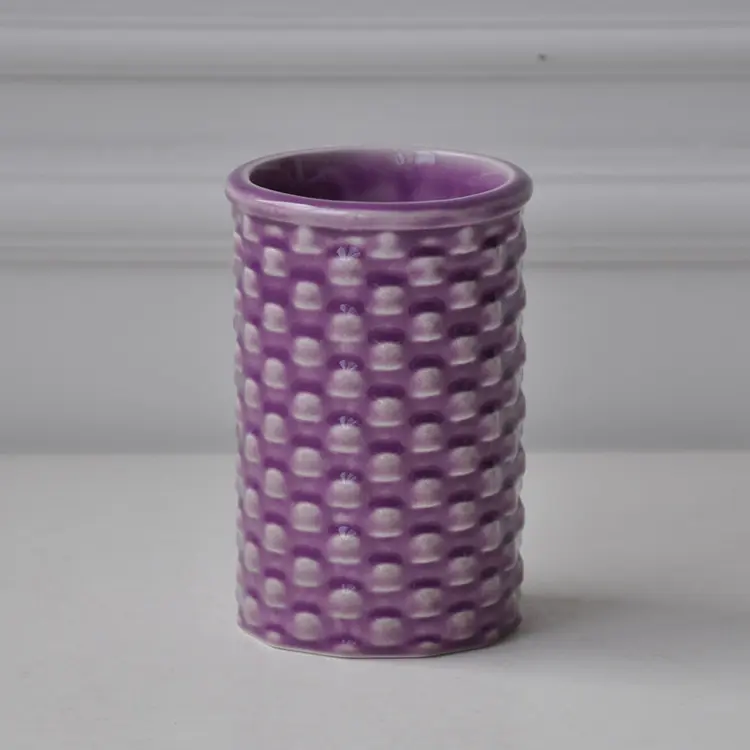 China Modern Minimalist Woven - Texture Embossed Purple Ceramic Bathroom Accessory Set Manufacturers, Suppliers