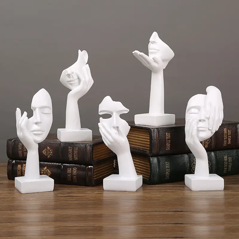 Buy Minimalist White Abstract Face-Hand Resin Art Sculptures Supplier, Companies