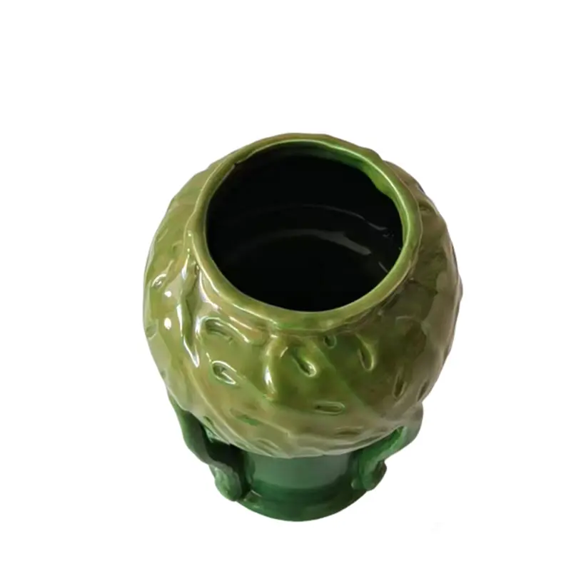 ODM Parrot Green Embossed Monstera Leaf Ceramic Vase Manufacturers, Products