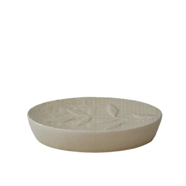 Discount Beige Embossed Leaf - Patterned Stoneware Bathroom 4 - Piece Set Factory, Product