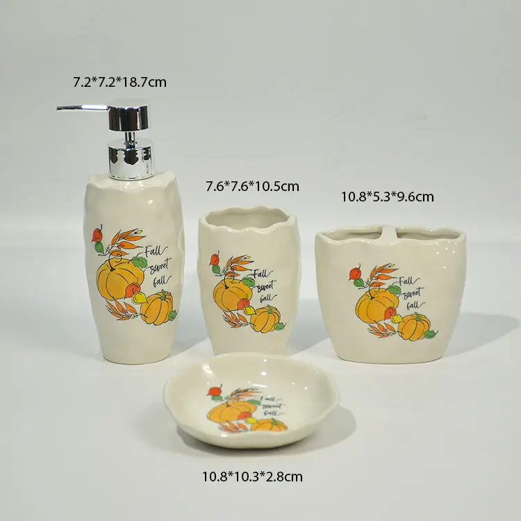 Fall Pumpkin Ceramic Bathroom Set