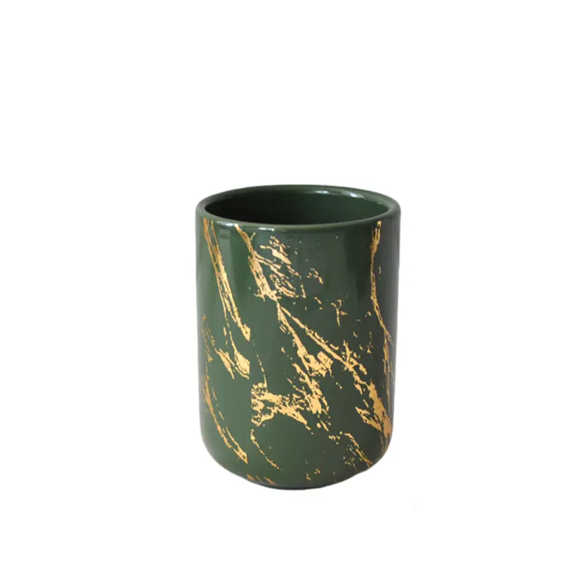 ODM Dark Green Veined Marble - Patterned Ceramic Bathroom 5 - Piece Set Supplier, Suppliers
