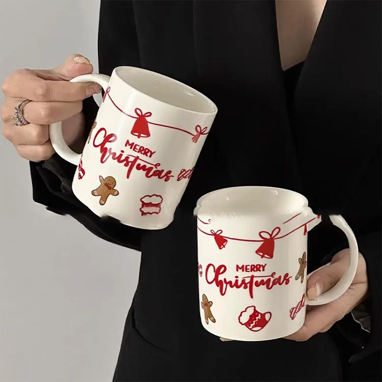 Buy Red White Christmas Elements Hand-Painted Ceramic Mug Factories, Exporters