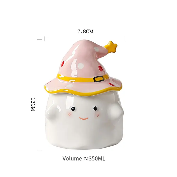 Halloween Ghost Witch Hat Ceramic Storage Jar