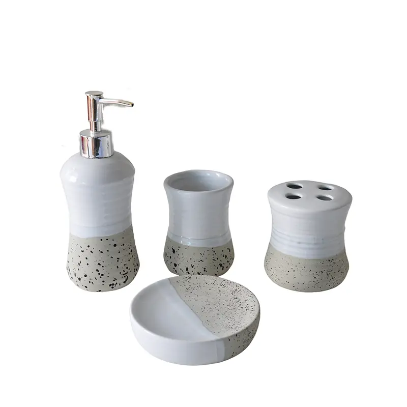 Wholesale Modern Minimalist White-Gray Speckled Ceramic Bathroom Accessory Set Manufacturer, Suppliers