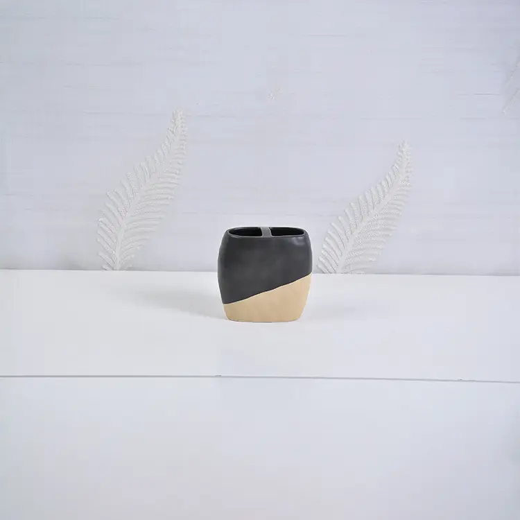 Discount Modern Minimalist Black & Tan Color - Block Ceramic Bathroom Accessory Set Manufacturers, Factories