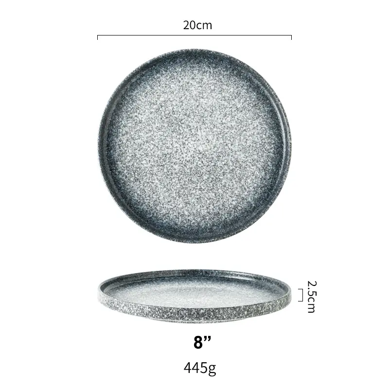 Industrial Style Speckled Ceramic Plate 8 inch