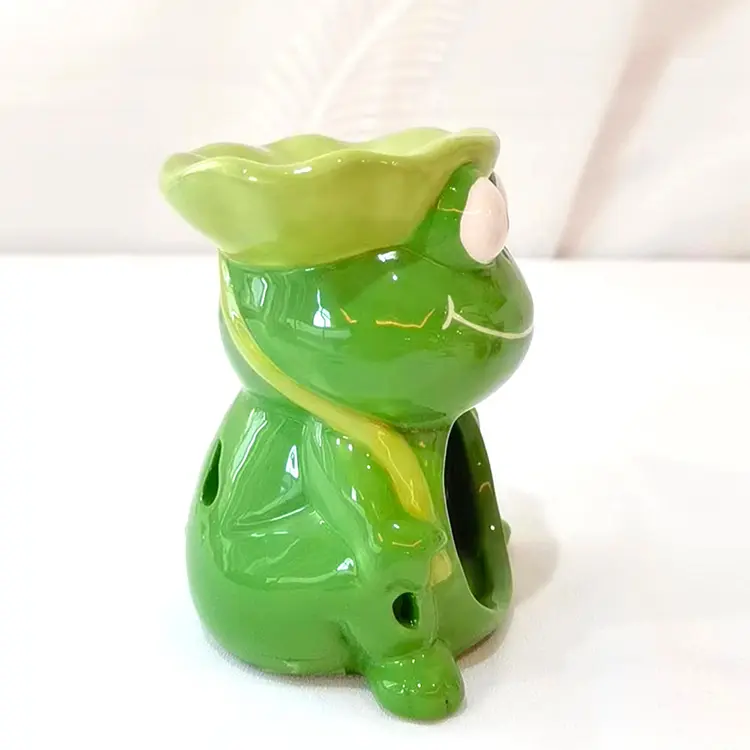 Custom Adorable Green Frog - Shaped Dolomite Candle Holder Company, Companies