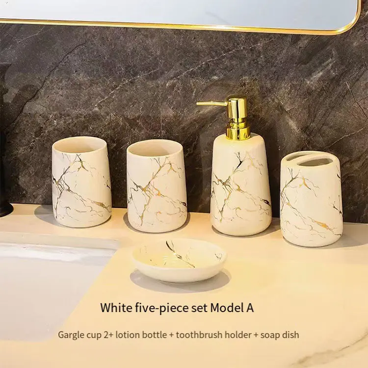 Discount Emerald Green Marble-Pattern Ceramic Bathroom 4-Piece Set Manufacturer, Products