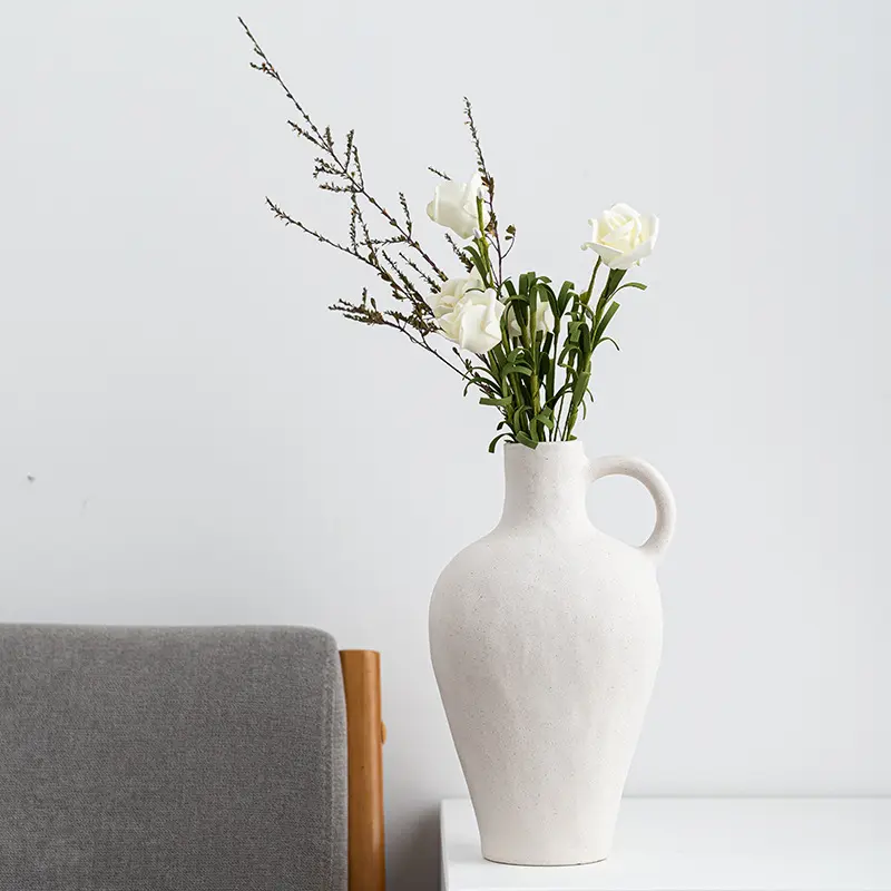Discount Milky White Speckled Single-Handle Ceramic Vase Factories, Company