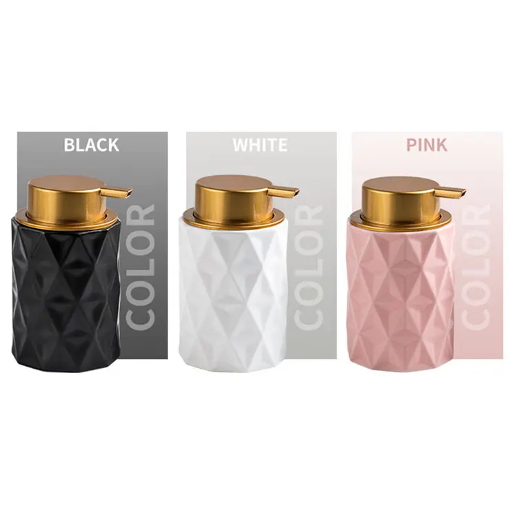 OEM Multicolor Rhombus Embossed Ceramic Soap Dispenser Manufacturer, Product