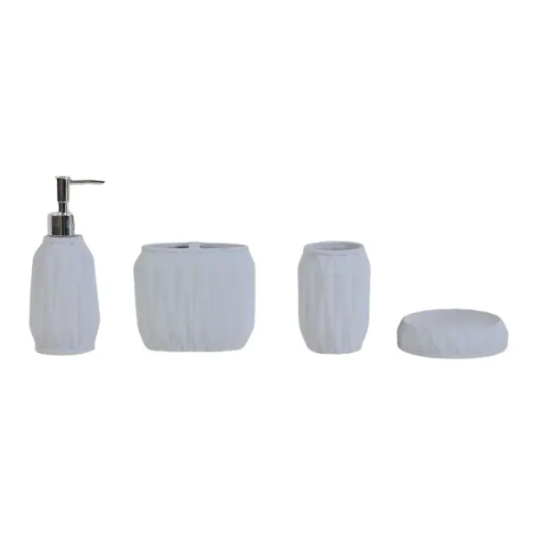 OEM Geometric Textured Ceramic 4 - Piece Bathroom Set | Matte & Glossy Finishes for Bathroom, Home & Gifting JS20363 Exporters, Company