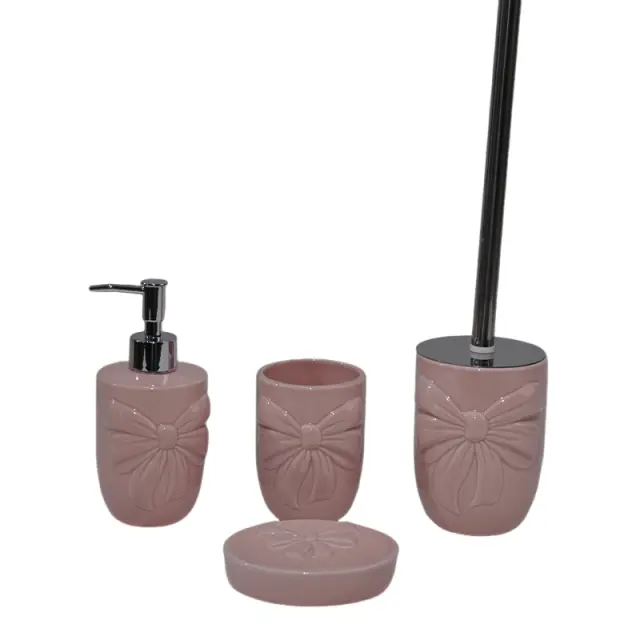 OEM 4 - Piece  themed Bathroom Set - Soap Dispenser, Tumbler, Toilet Brush Holder & Soap Dish Factories, Company
