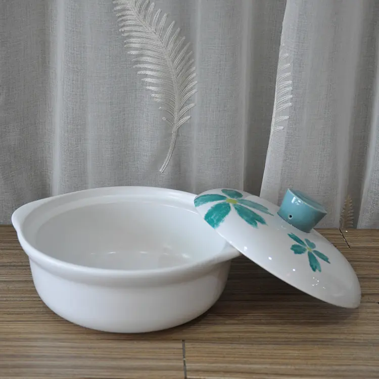 ODM Hand-Painted Blue Green Flower Ceramic Casserole with Lid Companies, Products
