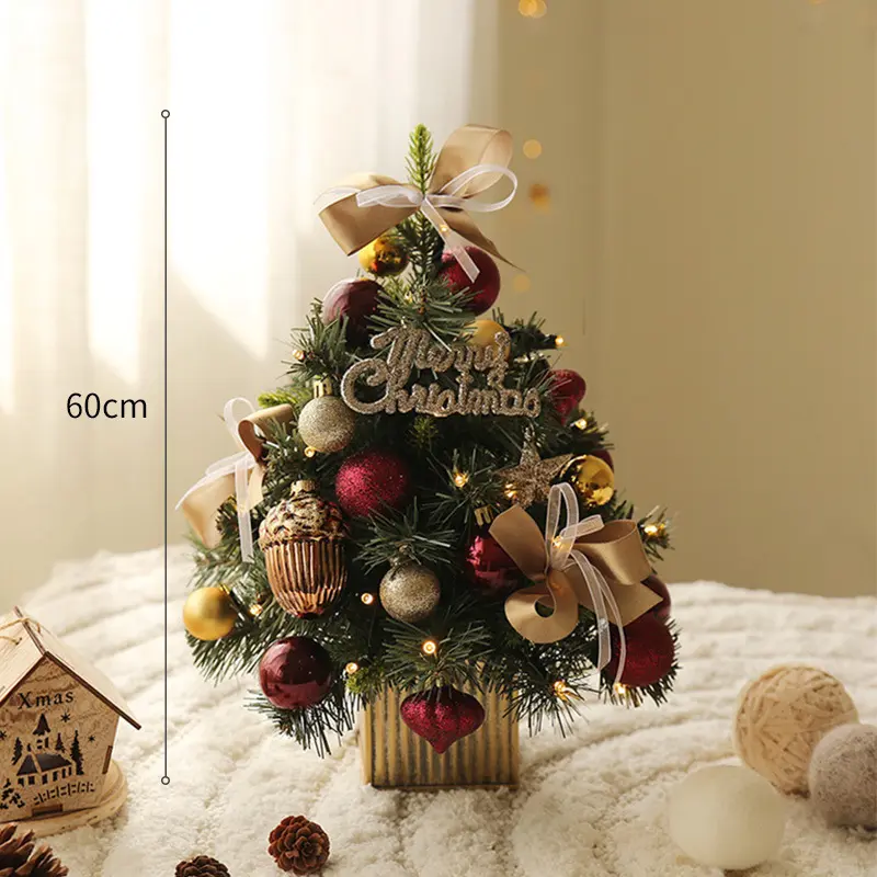 Pre-Decorated Mini Tabletop PVC Christmas Tree Detail 2