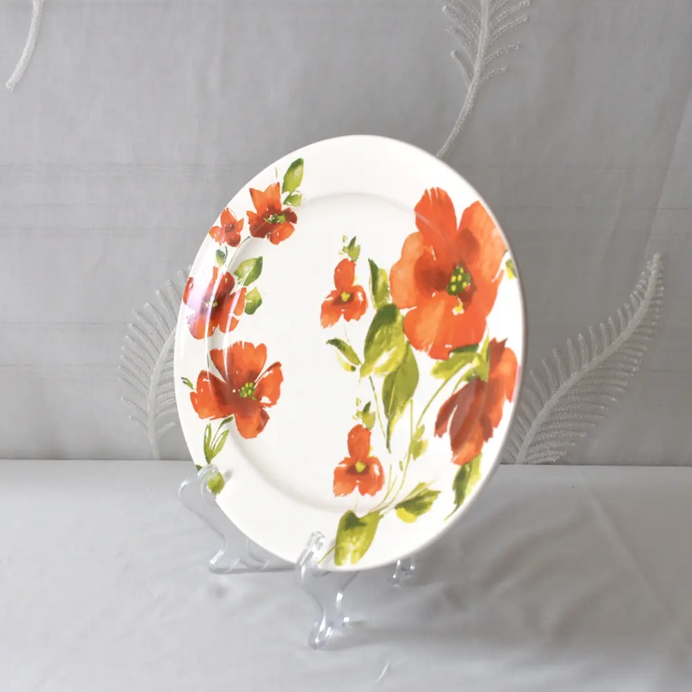 Wholesale Watercolor Red Floral Oval Ceramic Platter Factory, Exporter