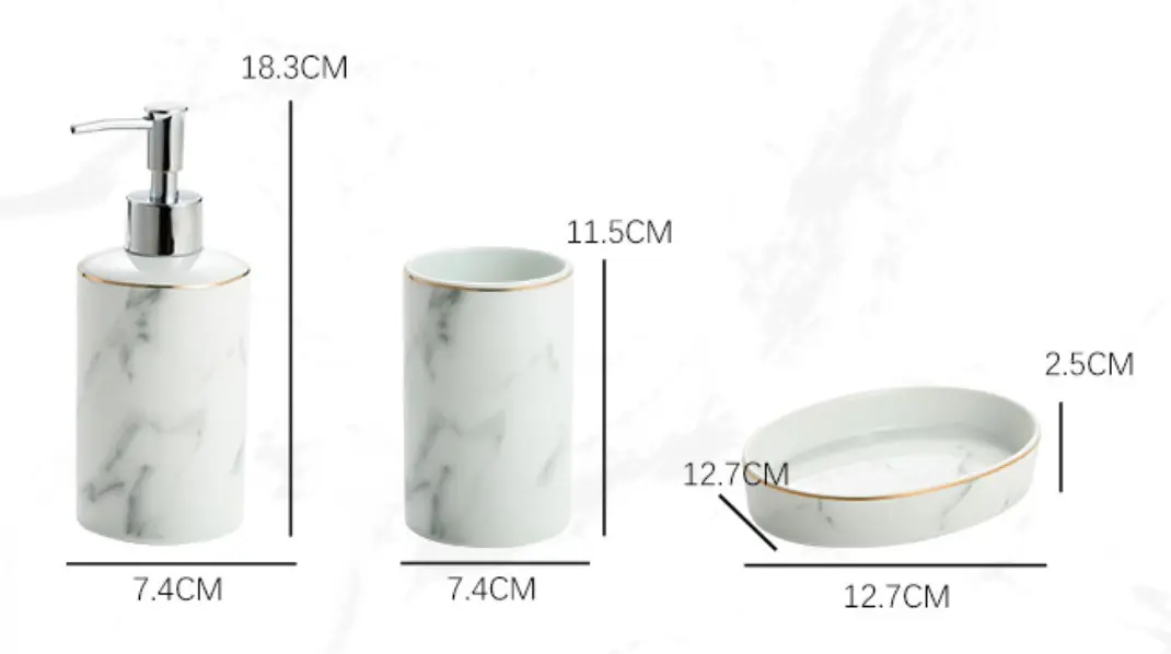 Luxury Marble-Patterned Ceramic Bathroom 4-Piece Set