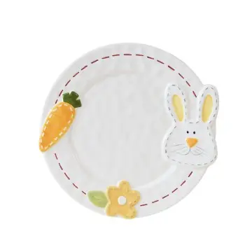 Cute Stitch-Decorated Rabbit Ceramic Tableware Set Multi-Size Home Snack