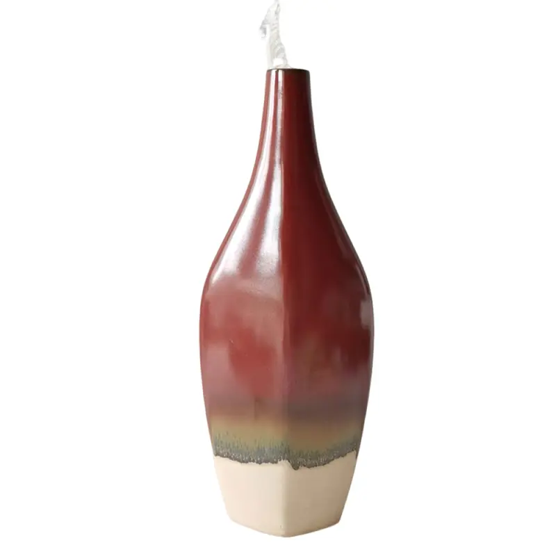 jiashun Red Brown Gradient Quadrilateral Ceramic Floor Vase Manufacturers, Exporter