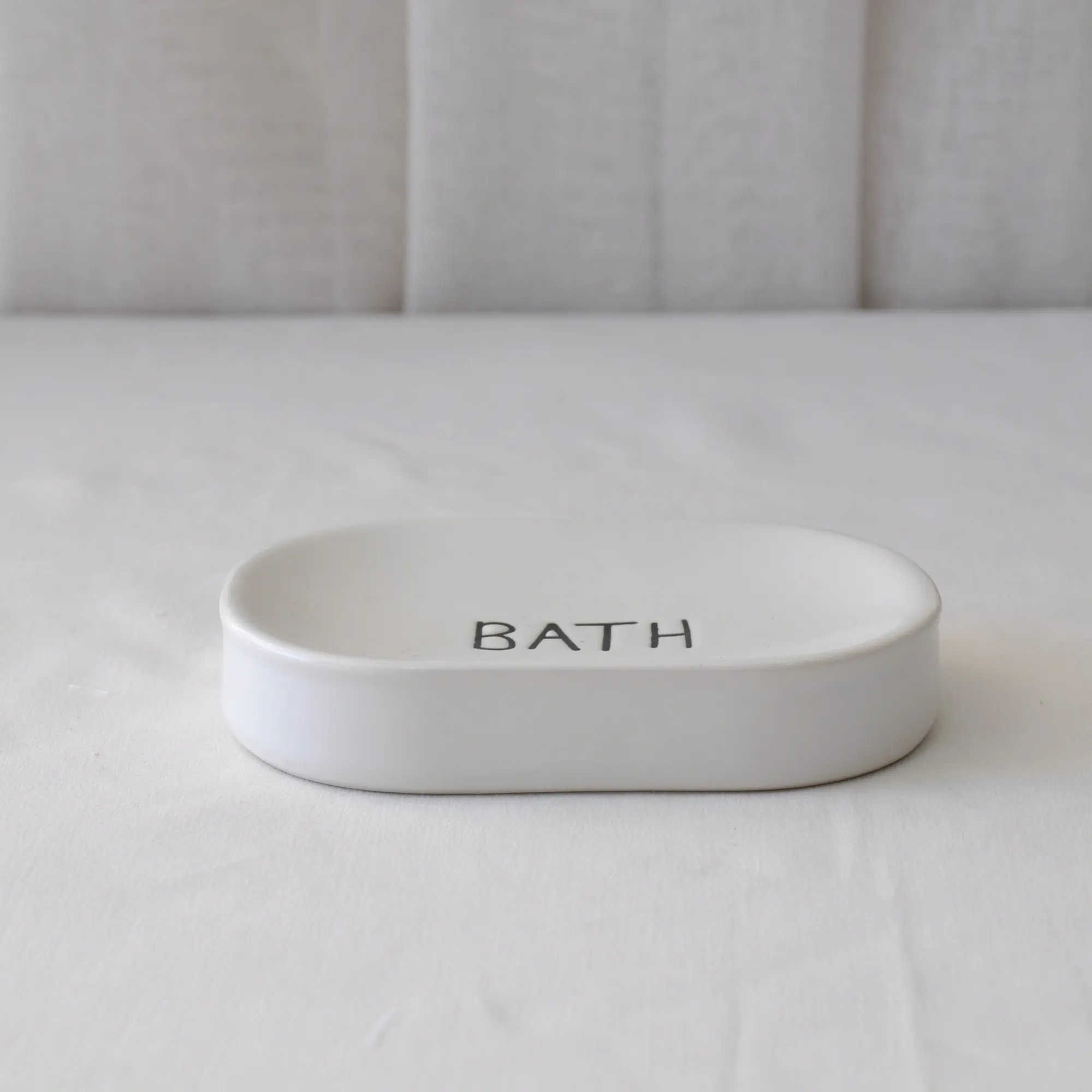 jiashun Minimalist White Stoneware Bathroom Accessory Set with "BATH" Text Exporter, Exporters