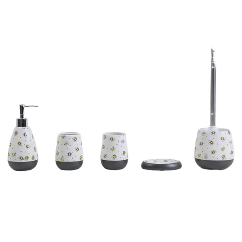 Cheap Purple Floral Gray - Bottom Ceramic Bathroom 5 - Piece Set Manufacturers, Supplier