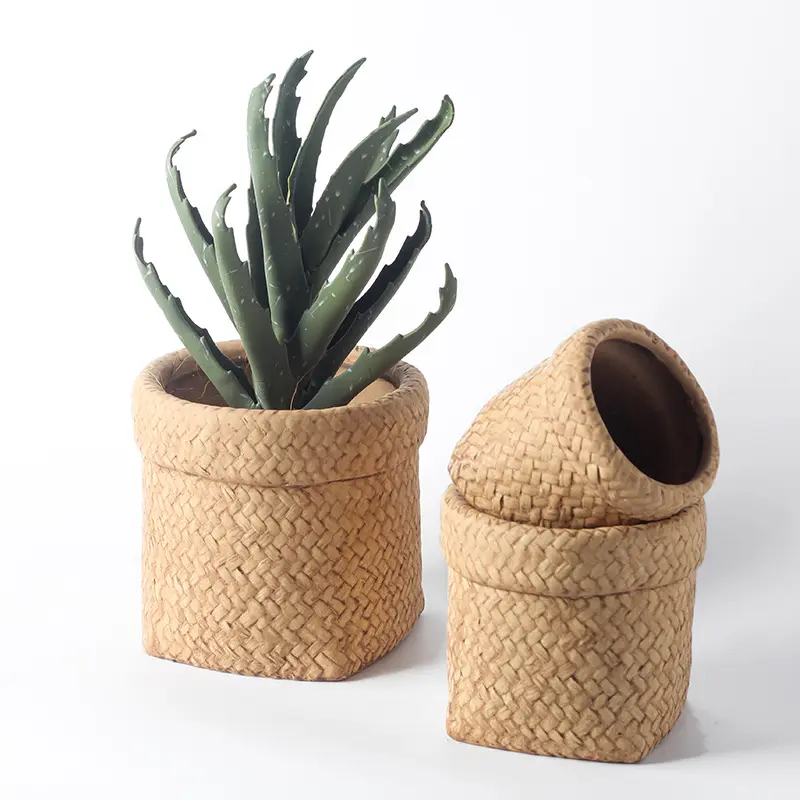 Wholesale Bohemian Rattan Texture Cement Planter Supplier, Companies