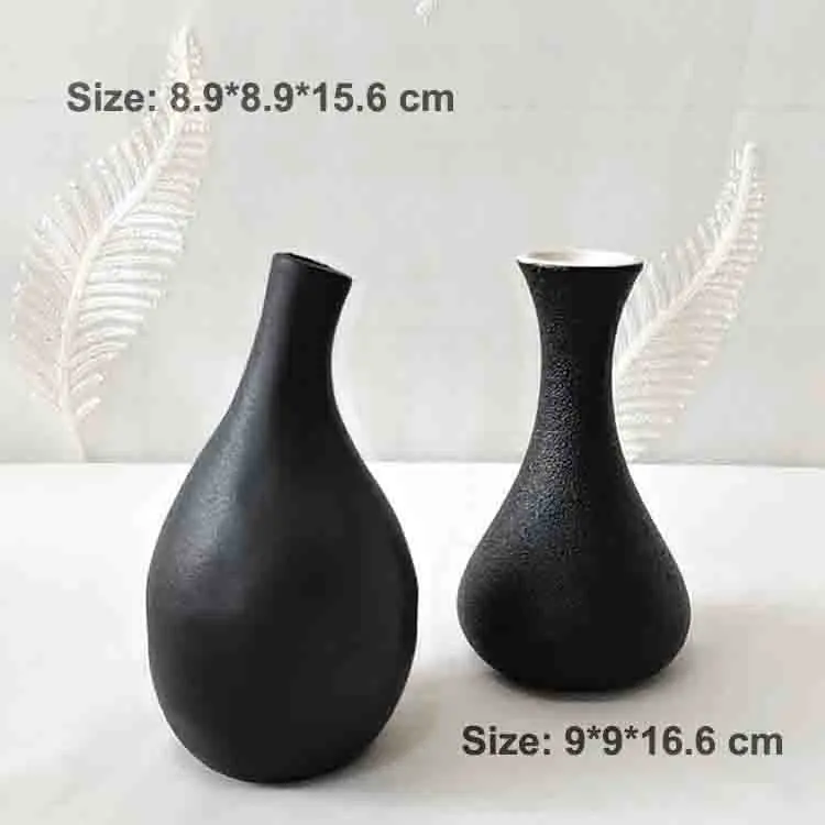 Minimalist Black Stoneware Vase Display