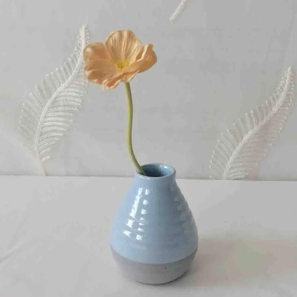 Custom Macaron Color Two-Tone Striped Ceramic Vase Factory, Exporter