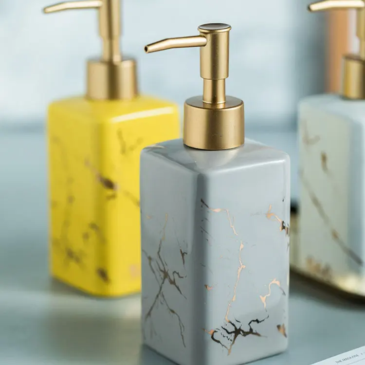 Cheap Colorful Marble-Pattern Square Ceramic Lotion Dispenser Manufacturer, Company