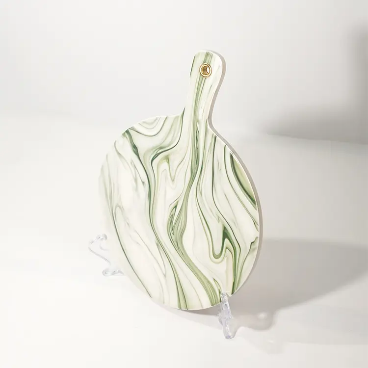 Discount Beautiful  Ceramic Cutting Board with Marble Design Food Serving Board with Handle Serving Trays for Kitchen Supplier, Products