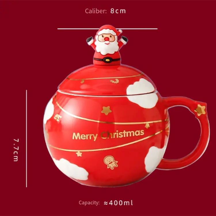 Christmas Spherical Cloud Santa Claus Lid Ceramic Mug