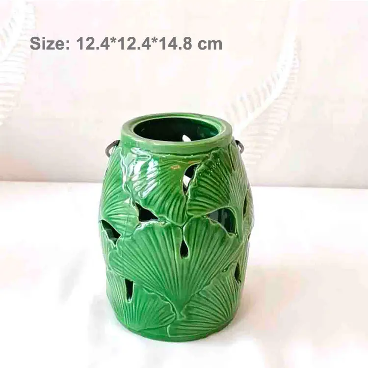 Tropical Leaf Ceramic Candle Holder 2