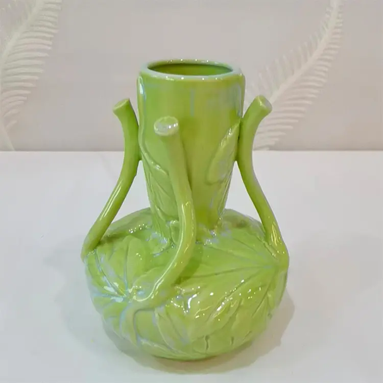 OEM Dual - Handled Leaf - Embossed Light Green Ceramic Vase | Artistic Home Decor Accent Product, Products